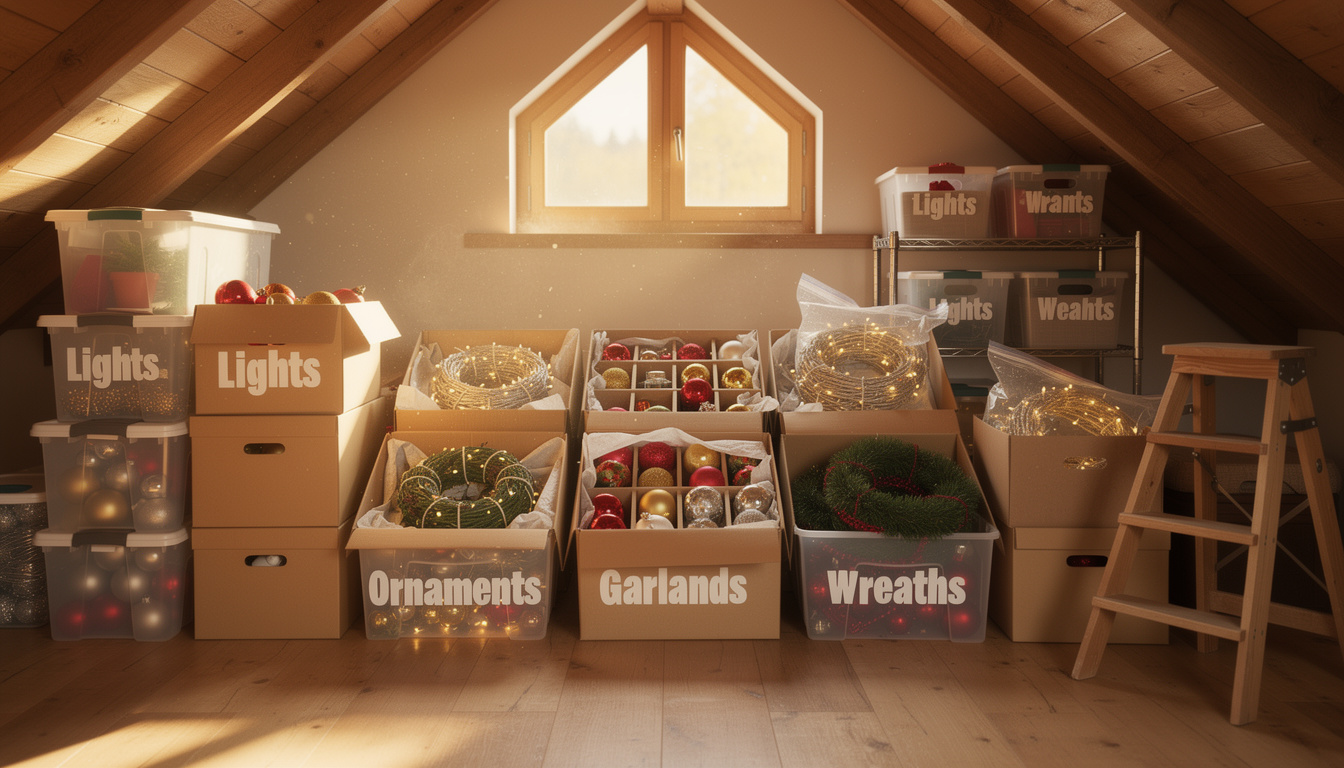 ontdek de eenvoudige manier om je kerstdecoratie netjes en efficiënt op te bergen na de feestdagen.