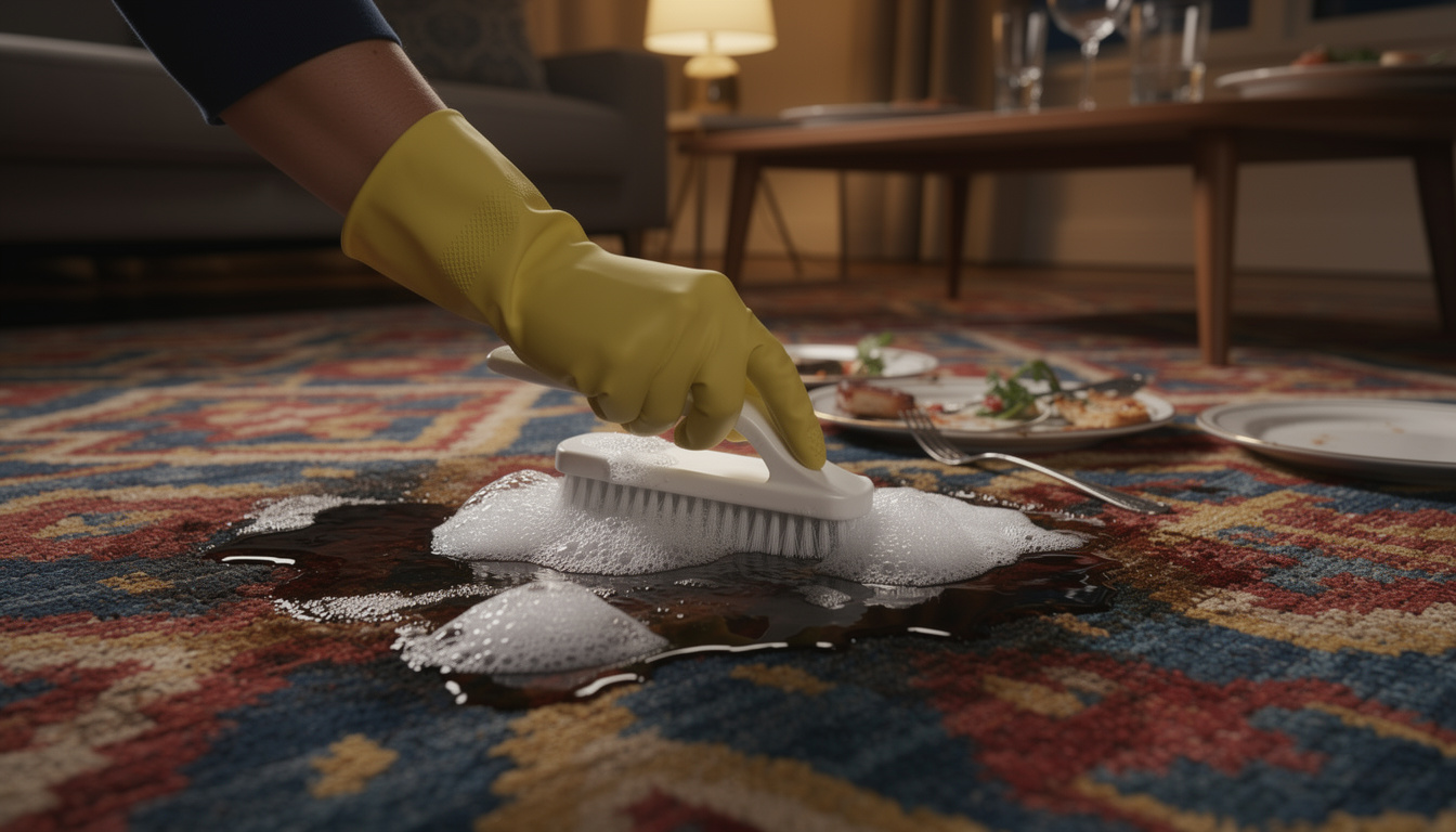 ontdek effectieve tips om vetvlekken uit je vloerkleed te verwijderen na het diner en houd je kleed schoon en fris.