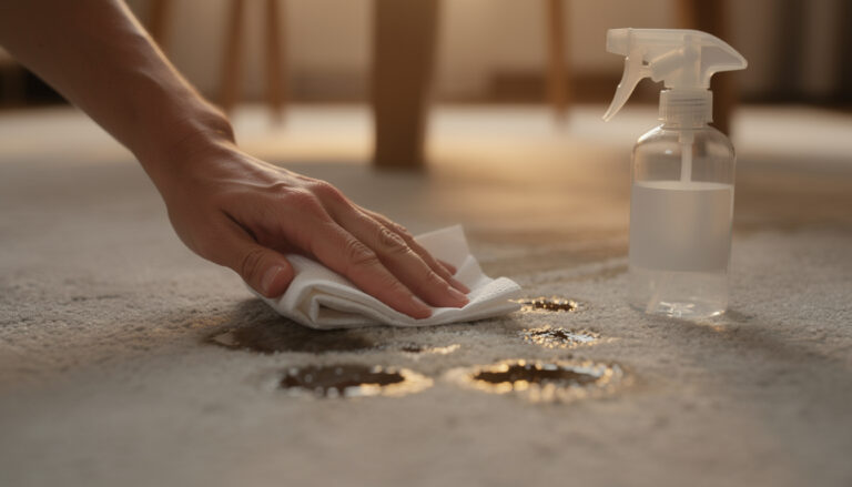 Hoe je vetvlekken uit je vloerkleed krijgt na het diner.